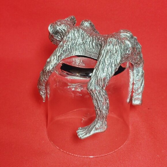 Vintage Frankli Wild Pewter Monkey Base Clear Tumbler Whiskey Glass - Picture 9 of 14